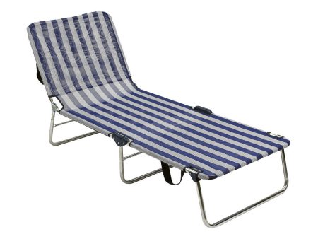 Beach sunbed Alco Multi-position White Navy Blue Supply