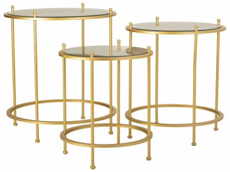 Set of 3 tables Alexandra House Living Gold 53 x 60 x 53 cm on Sale