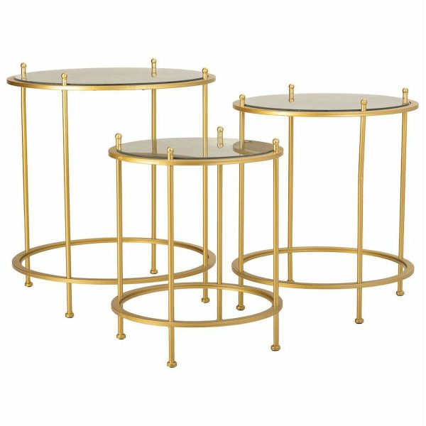 Set of 3 tables Alexandra House Living Gold 53 x 60 x 53 cm on Sale