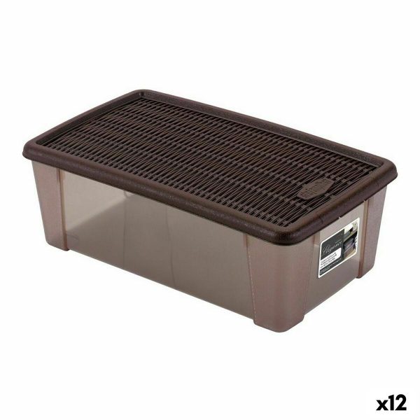 Box with cover Stefanplast 19,5 x 11,5 x 33 cm Plastic Chocolate 5 L (12 Units) Sale