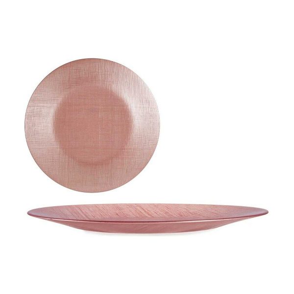 Flat plate Pink Glass (32,5 x 2 x 32,5 cm) (6 Units) Online now