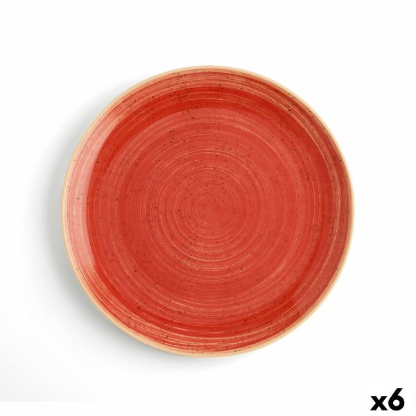 Flat plate Ariane Terra Ceramic Red (Ø 29 cm) (6 Units) Hot on Sale