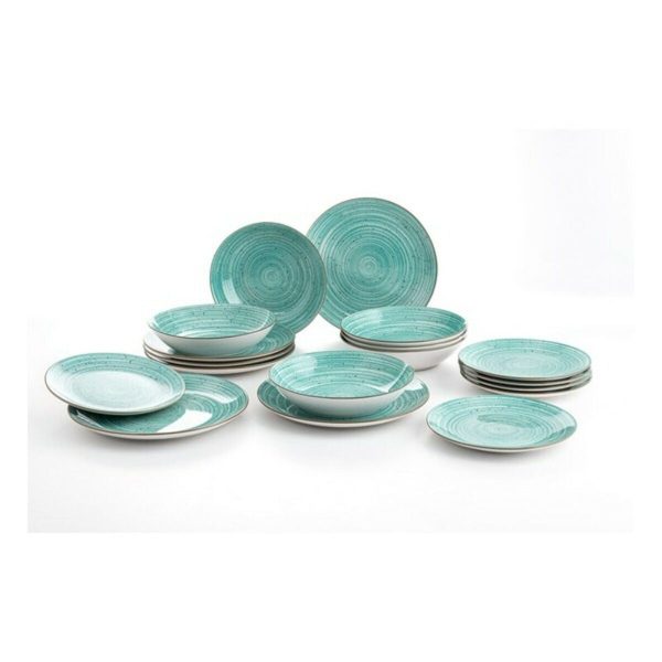 Dinnerware Set Quid Montreal Ceramic Turquoise Stoneware 18 Pieces Fashion