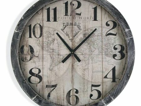 Wall Clock Versa Map World MDF Wood (6,5 x 76,5 x 76,5 cm) Fashion