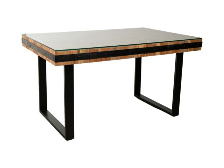 Table Romimex Black Natural Recycled Wood 140 x 77 x 90 cm For Cheap