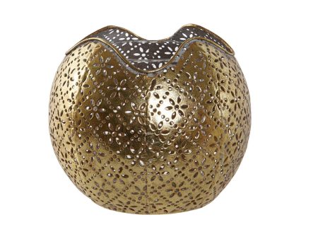 Candleholder Home ESPRIT Golden Metal Crystal 13,5 x 13,5 x 11,5 cm Discount