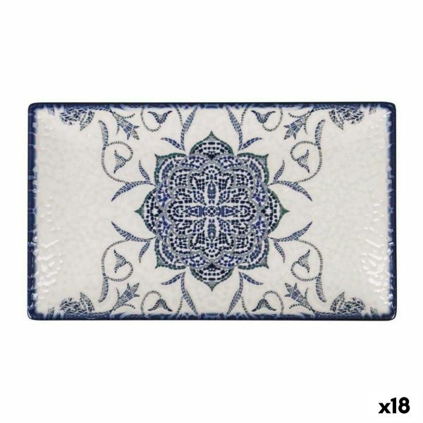 Serving Platter La Mediterránea Rosetta Porcelain Rectangular 25,3 x 15 x 1,8 cm (18 Units) Cheap