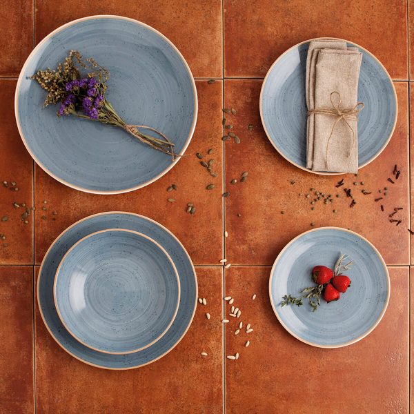 Flat Plate Ariane Terra Blue Ceramic Ø 21 cm (12 Units) Online Hot Sale