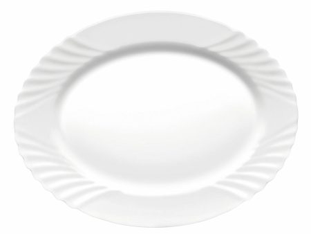 Serving Platter Bormioli Rocco Ebro Oval White Glass (36 cm) (12 Units) Online Sale