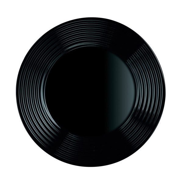 Flat plate Luminarc Harena Black Glass (25 cm) (24 Units) Sale