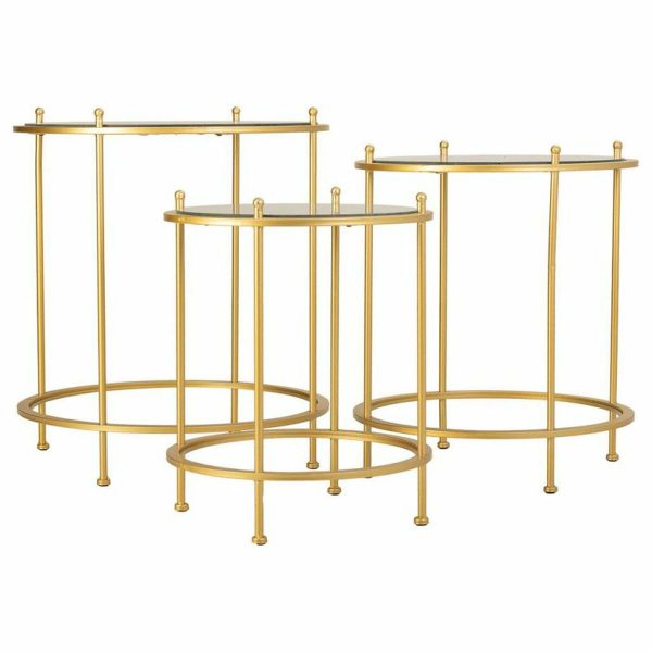 Set of 3 tables Alexandra House Living Gold 53 x 60 x 53 cm on Sale