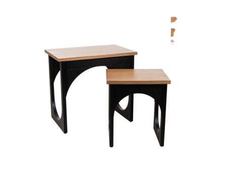 Tables set Romimex Black Natural MDF Wood 2 Pieces Supply