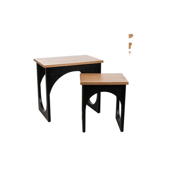 Tables set Romimex Black Natural MDF Wood 2 Pieces Supply