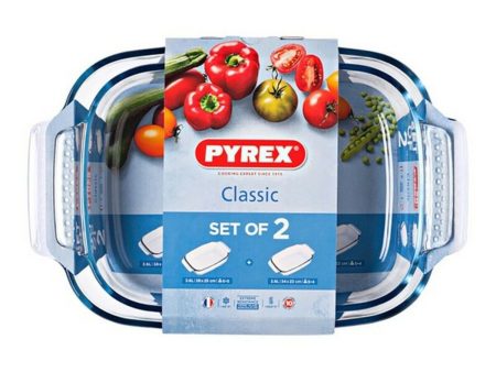 Set of Oven Dishes Pyrex Classic Transparent Glass (2 pcs) Hot on Sale