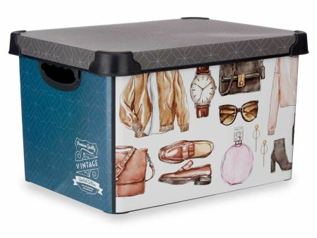 Storage Box Vintage With handles Plastic Vintage 22 L (30 x 23,5 x 40 cm) (12 Units) Sale