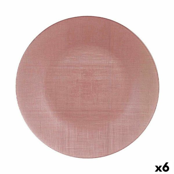 Flat plate Pink Glass (32,5 x 2 x 32,5 cm) (6 Units) Online now