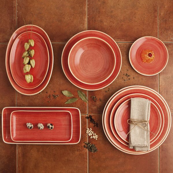 Flat plate Ariane Terra Ceramic Red (24 cm) (6 Units) Online Sale