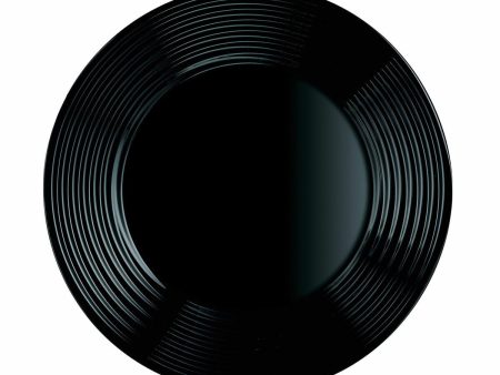 Flat plate Luminarc Harena Black Glass (25 cm) (24 Units) Sale