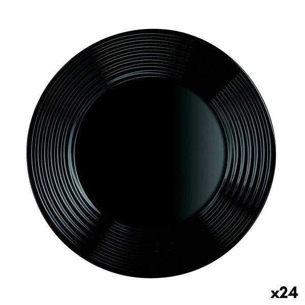 Flat plate Luminarc Harena Black Glass (25 cm) (24 Units) Sale