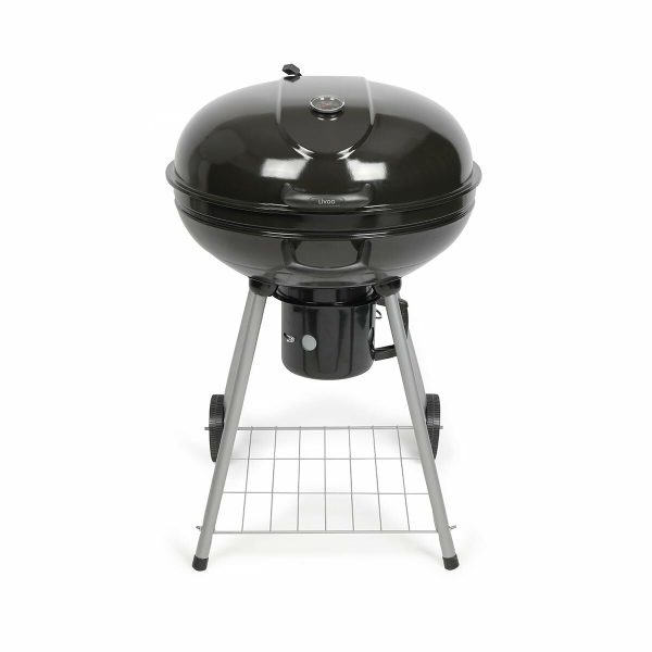 Coal Barbecue with Cover and Wheels Livoo DOC270 Black Metal Circular Cheap