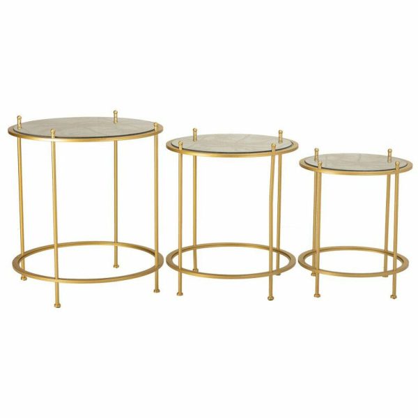 Set of 3 tables Alexandra House Living Gold 53 x 60 x 53 cm on Sale