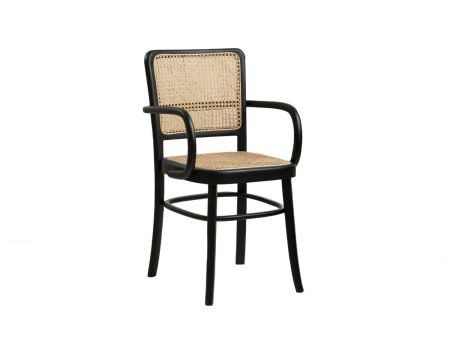 Armchair Romimex Black Natural Rattan Teak 44 x 89 x 53 cm Online now