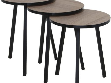 Set of 3 tables Alexandra House Living Black Golden Wood on Sale