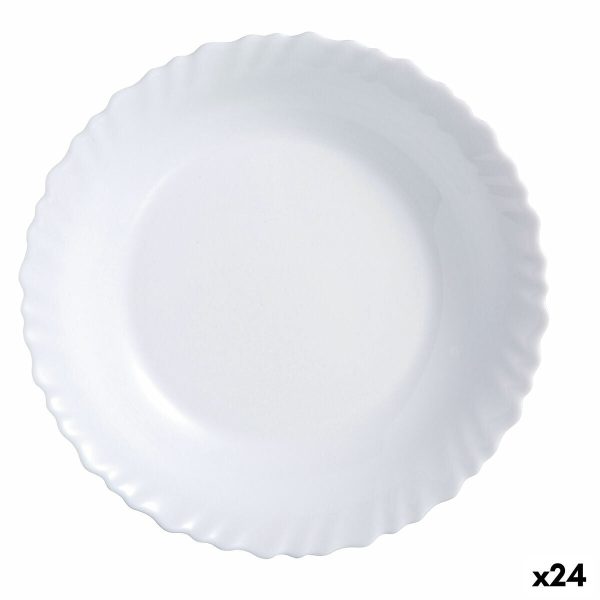 Flat plate Luminarc Feston White Glass (25 cm) (24 Units) Discount