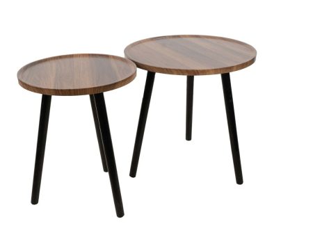 Tables set Romimex Brown Black Wood Metal 2 Pieces Discount