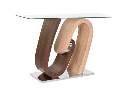 Console DKD Home Decor MDF Wood Natural Brown Transparent Silver Steel 120 x 40 x 76 cm Supply