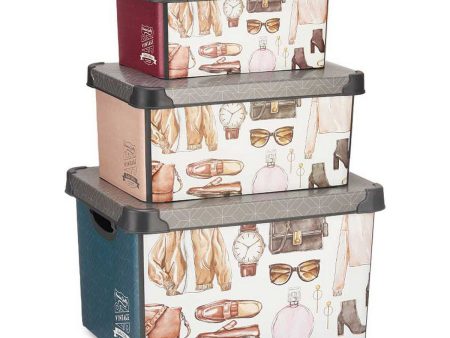 Set of Stackable Organising Boxes Vintage (Refurbished B) Discount