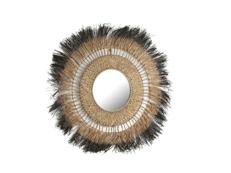 Wall mirror Romimex Black Natural Vegetable fibre 90 x 4 x 90 cm Circular Online Sale