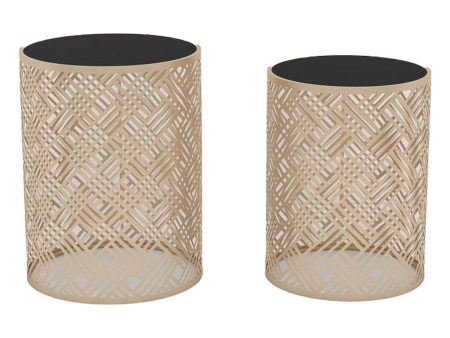 Set of 2 tables DKD Home Decor Small Side Table Black Golden 42 x 42 x 55 cm Online now