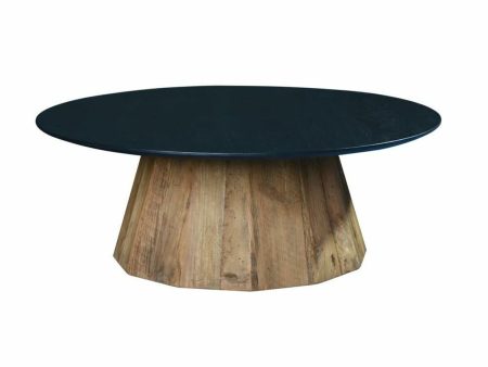 Centre Table DKD Home Decor Black Natural Wood Pinewood Recycled Wood 90 x 90 x 32,5 cm For Discount