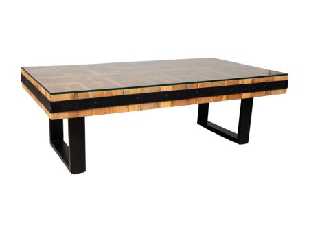 Table Romimex Black Natural Recycled Wood 130 x 43 x 70 cm Fashion