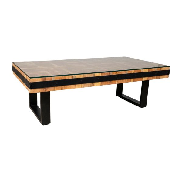 Table Romimex Black Natural Recycled Wood 130 x 43 x 70 cm Fashion