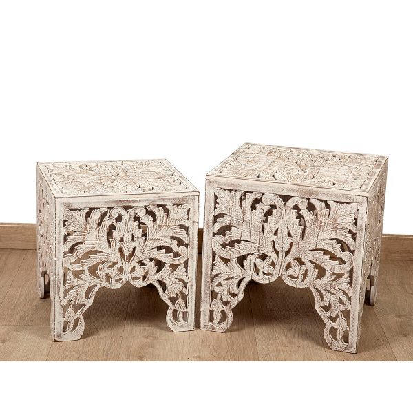 Tables set Romimex White Wood 2 Pieces Hot on Sale