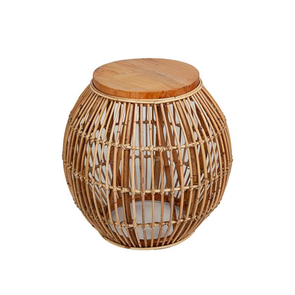 Side table Romimex Natural Metal Rattan 45 x 50 x 45 cm Fashion