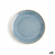 Flat Plate Ariane Terra Blue Ceramic Ø 21 cm (12 Units) Online Hot Sale