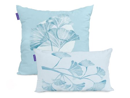 Set of cushion covers HappyFriday Blanc Ginkgo Multicolour 2 Pieces Discount