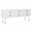 TV furniture DKD Home Decor White Golden Fir MDF Wood 120 x 42 x 54 cm Discount