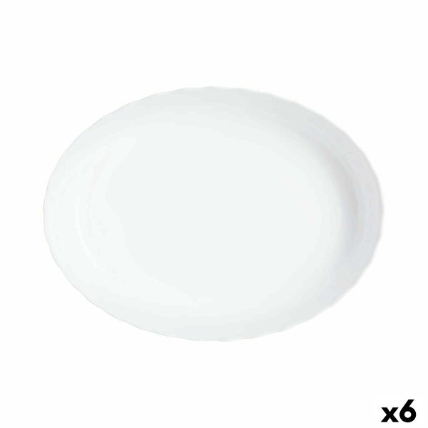 Serving Platter Luminarc Trianon Oval White Glass 31 x 24 cm (6 Units) For Sale