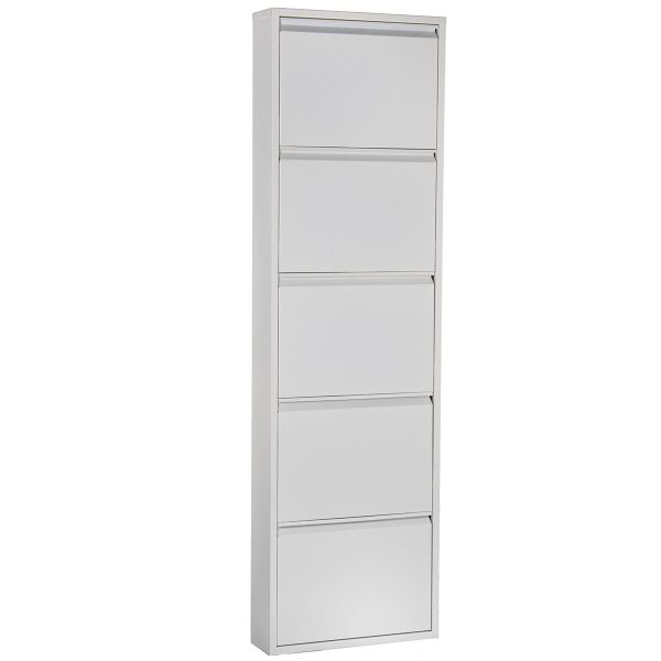 Shoe Rack Alexandra House Living White 50 x 170 x 15 cm 5 drawers For Cheap