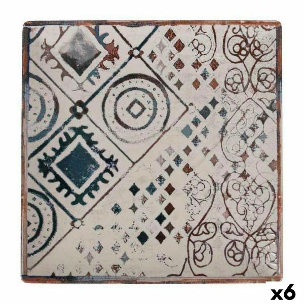 Flat Plate La Mediterránea Grecia Porcelain 24 x 24 x 2 cm (6 Units) Online Hot Sale