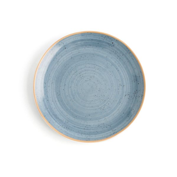 Flat Plate Ariane Terra Blue Ceramic Ø 21 cm (12 Units) Online Hot Sale