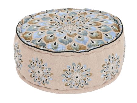 Pouffe DKD Home Decor Blue Beige 60 x 60 x 27 cm For Discount