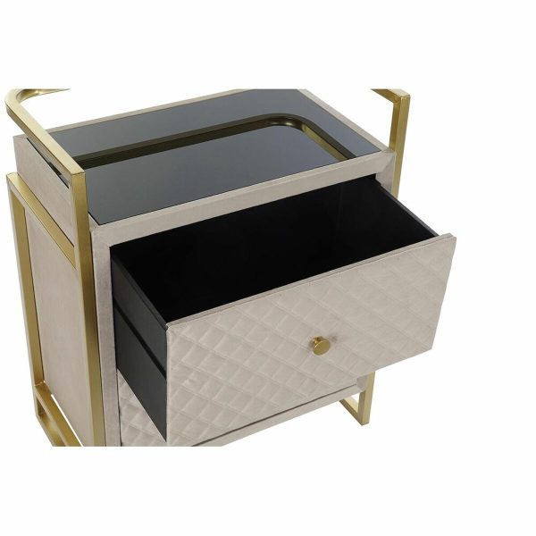 Side table DKD Home Decor Beige Golden Metal Crystal 60 x 35 x 75 cm Online Sale