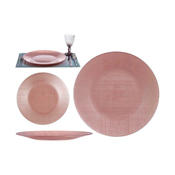 Flat plate Pink Glass (32,5 x 2 x 32,5 cm) (6 Units) Online now