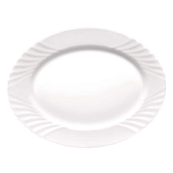 Serving Platter Bormioli Rocco Ebro Oval White Glass (36 cm) (12 Units) Online Sale