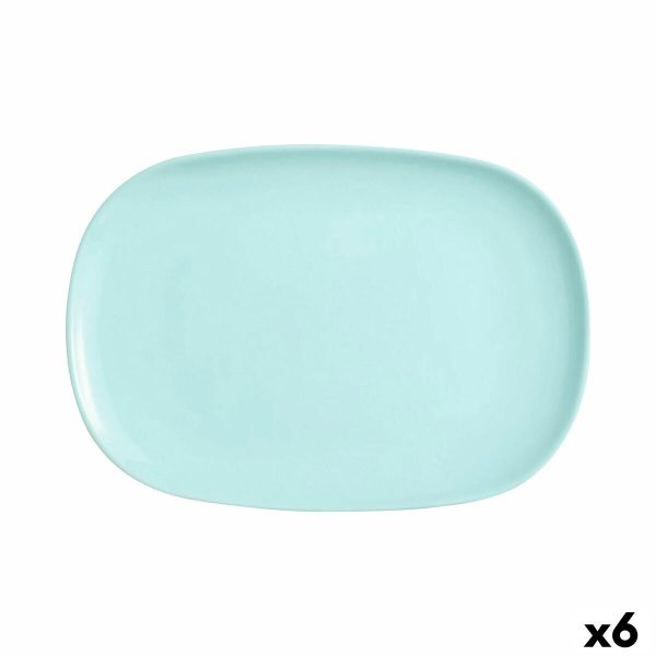 Serving Platter Luminarc Sweet Line Turquoise Glass 35 x 24 cm (6 Units) Discount